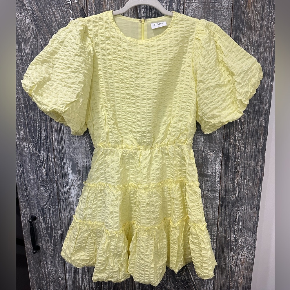 Storia Yellow Textured Mini Dress